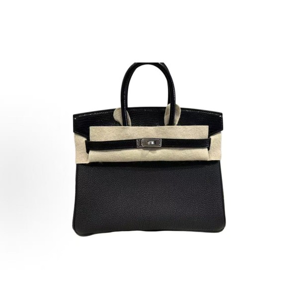 HERMES爱马仕 Birkin 25 银扣 铂金包手提包 25 女款 89 Nior 黑色